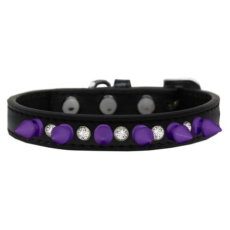 PETPAL Crystal & Purple Spikes Dog Collar; Black - Size 10 PE825718